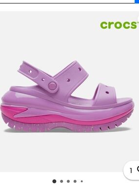 CROCS MEGA CRUSH Chunky Platform Sandal in Purple & Hot Pink. Women’s 8/Men’s 6